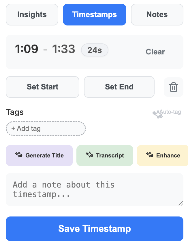 Forrager timestamp interface